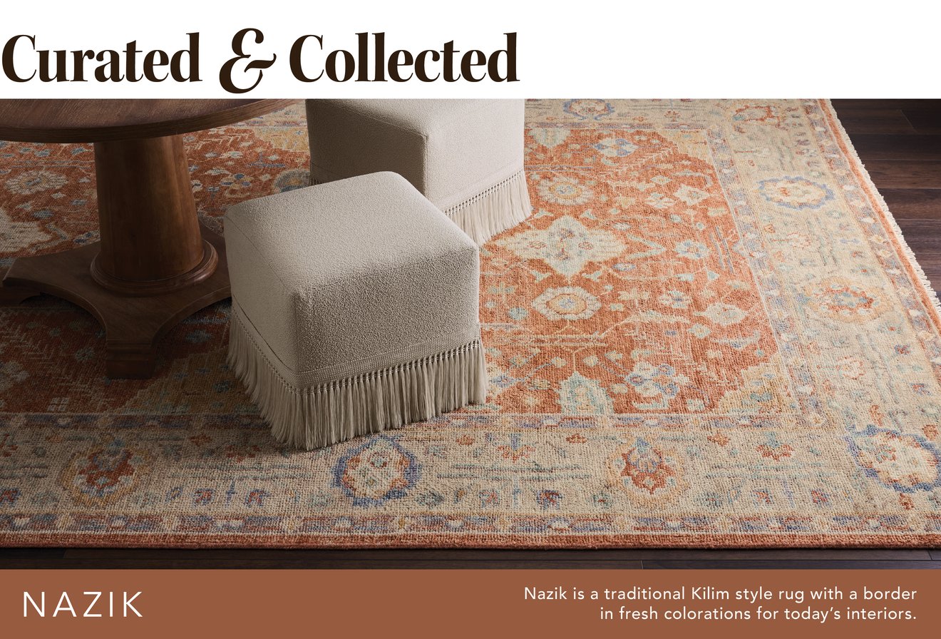 Nazik - Nazik is a traditional Kilim style rug with a border in fresh colorations for today's interiors.