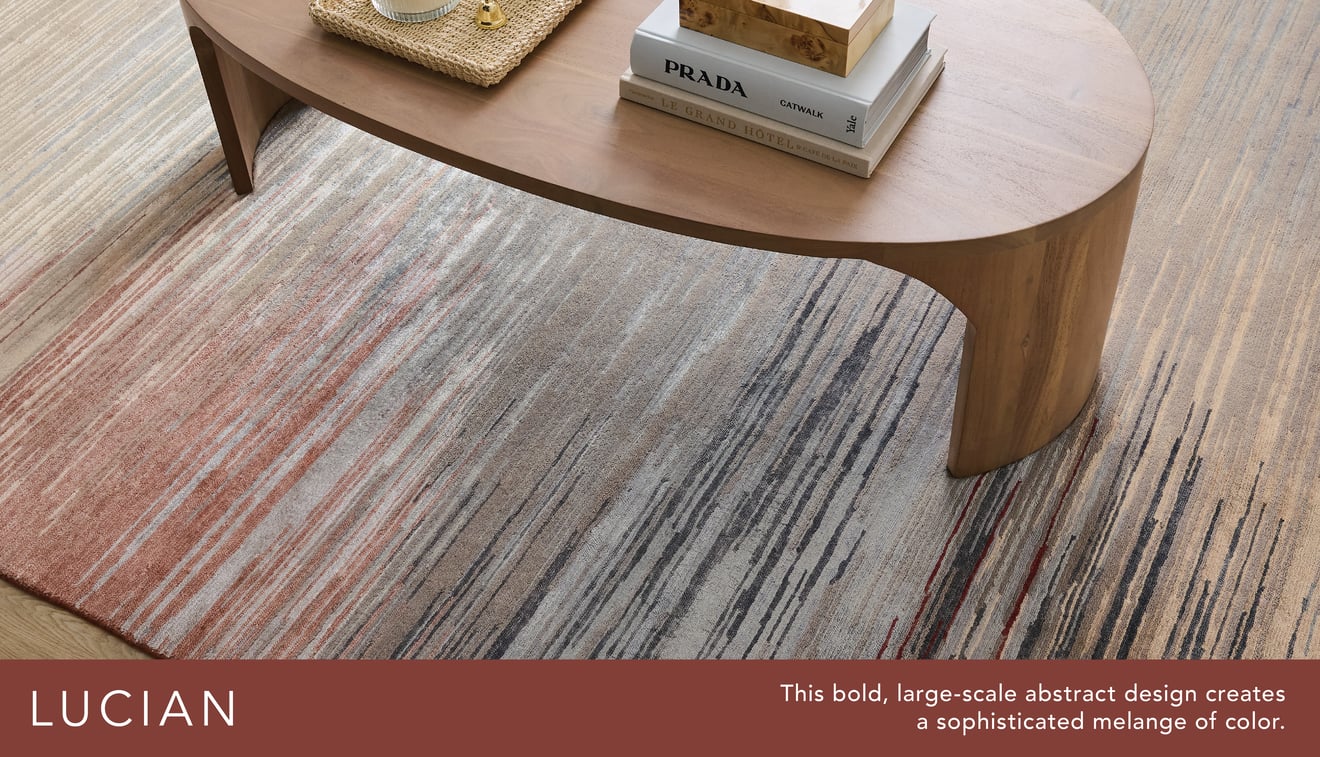 Lucian - This bold, large-scale abstract design creates a sophisticated melange of color.