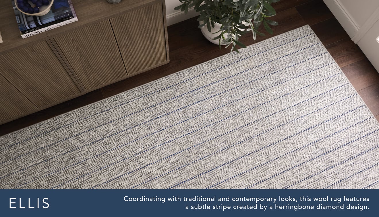 Ellis - Coordinating with traditional and contemporary looks, this wool rug features a subtle stripe created by a herringbone diamond design.
